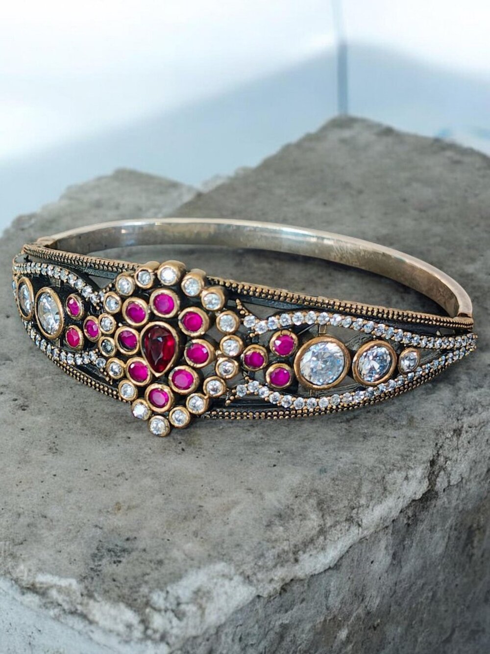 Vintage Ruby Hinge Bracelet